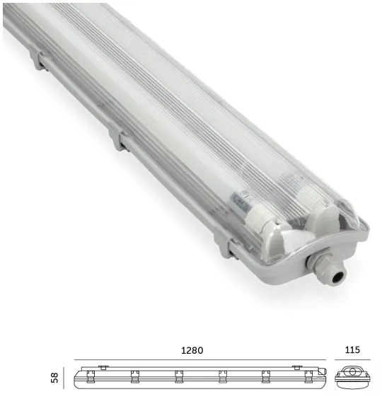 Brilagi -Lampada fluorescente tecnica LED OPTIMA T8 2xG13/18W/230V 6500K IP65 128 cm