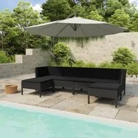 Set Divani da Giardino 6 pz con Cuscini in Polyrattan Nero cod mxl 37801