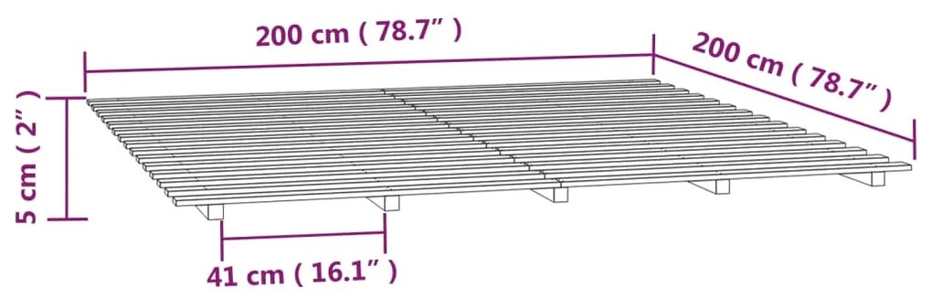 Giroletto Bianco 200x200 cm in Legno Massello di Pino