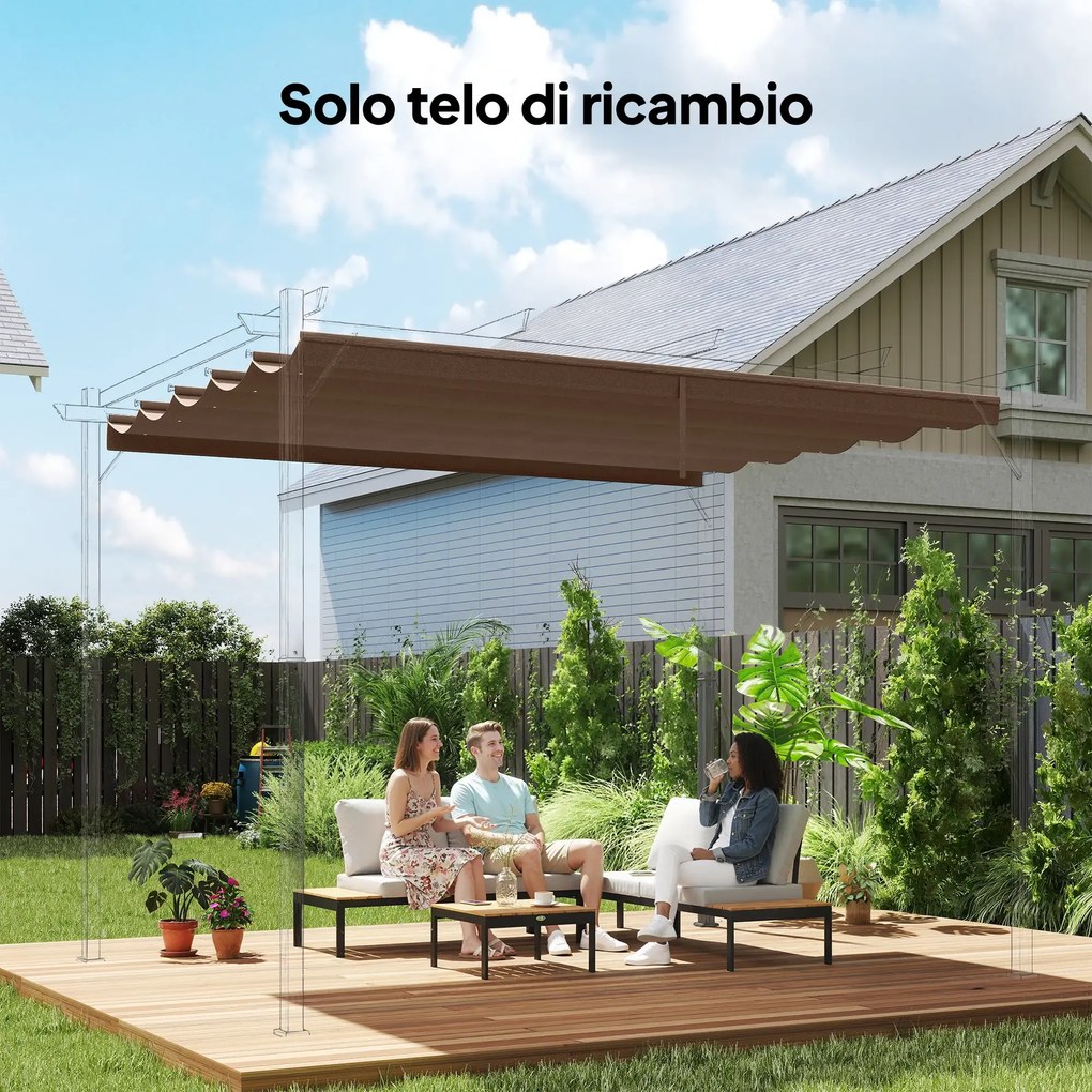 Tetto di Ricambio per Pergola Gazebo da Giardino 300x400 cm in Poliestere Caffè...