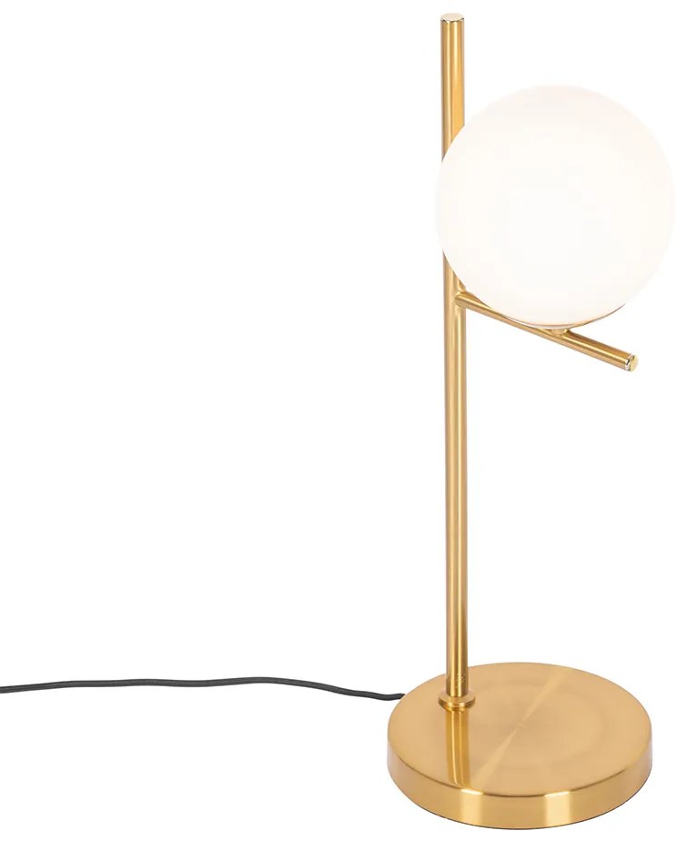 Lampada da tavolo Art Déco oro e vetro opale - Flore