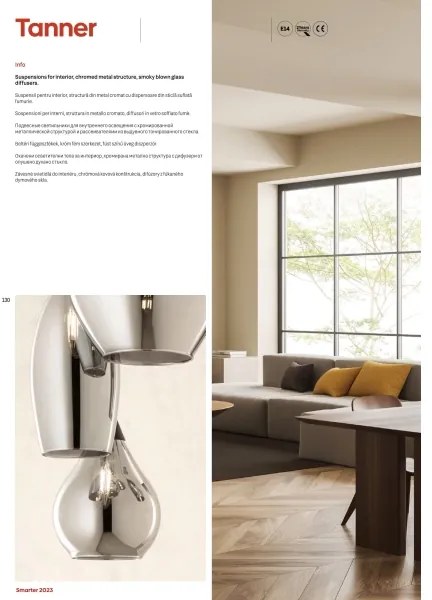 Redo 01-3190 - Lampadario a sospensione con filo TANNER 1xE14/28W/230V diametro 15 cm