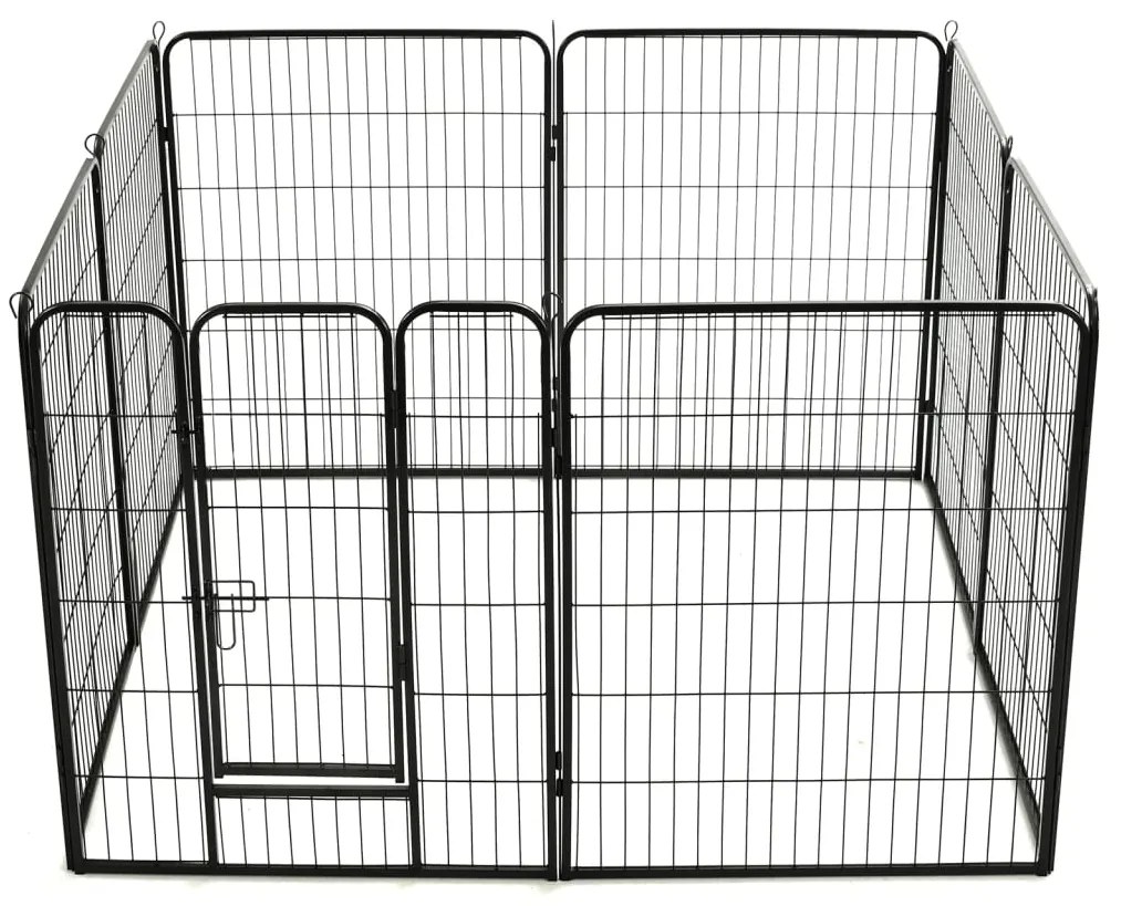 Box per cani con 8 pannelli in acciaio 80x100 cm nero