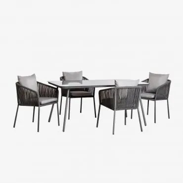 Set tavolo rettangolare (160x90 cm) e 4 sedie da giardino Arhiza - Sklum