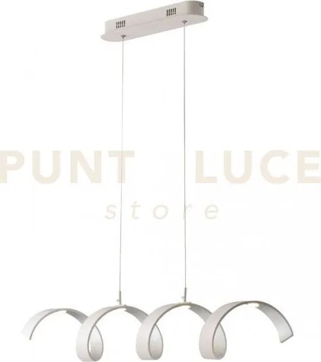Lampadario a sospensione spirale led helix bianca e argento 20w 168...