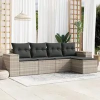 Set Divano da Giardino 5pz con Cuscini Grigio Chiaro Polyrattan 3254829