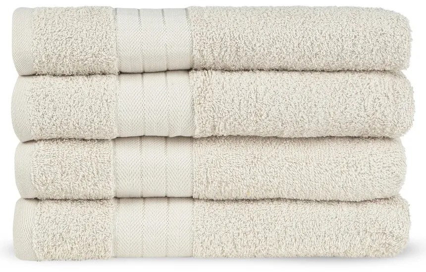 Set di 4 asciugamani in spugna di cotone beige 50x100 cm - Good Morning