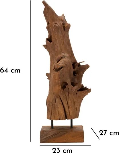 Scultura Akar In Teak Riciclato Cm 23X27X64 (Pezzi Unici - Non Rip. In Serie)
