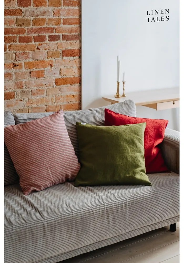 Federa 40x60 cm Red Natural Stripes - Linen Tales