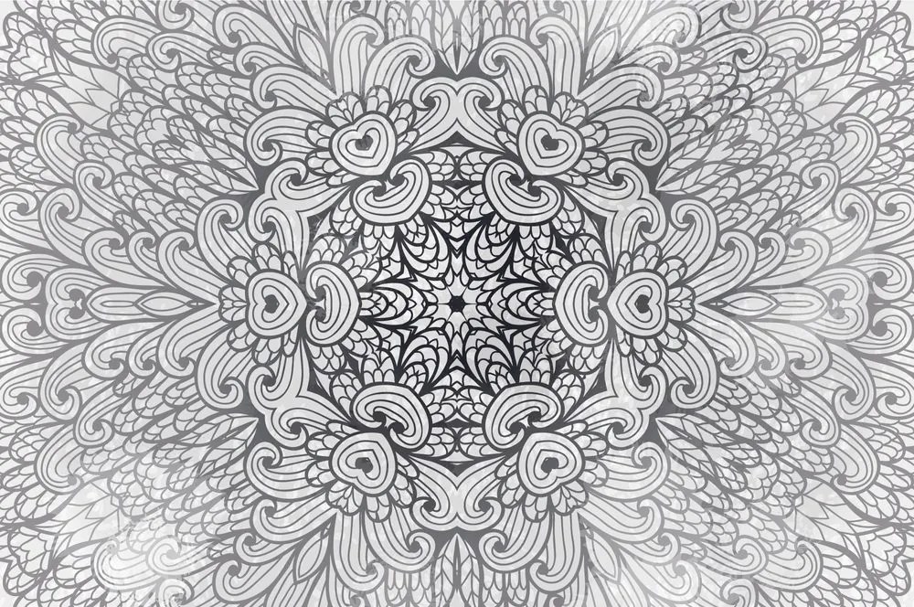 Carta da parati autoadesiva – Mandala etnica in bianco e nero