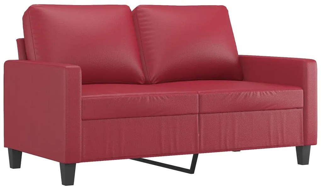 Set di divani 2 pz con cuscini rosso vino in similpelle