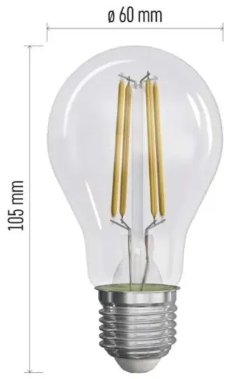 SET 3x Lampadina LED FILAMENT A60 E27/5W/230V 4000K Classe energetica A