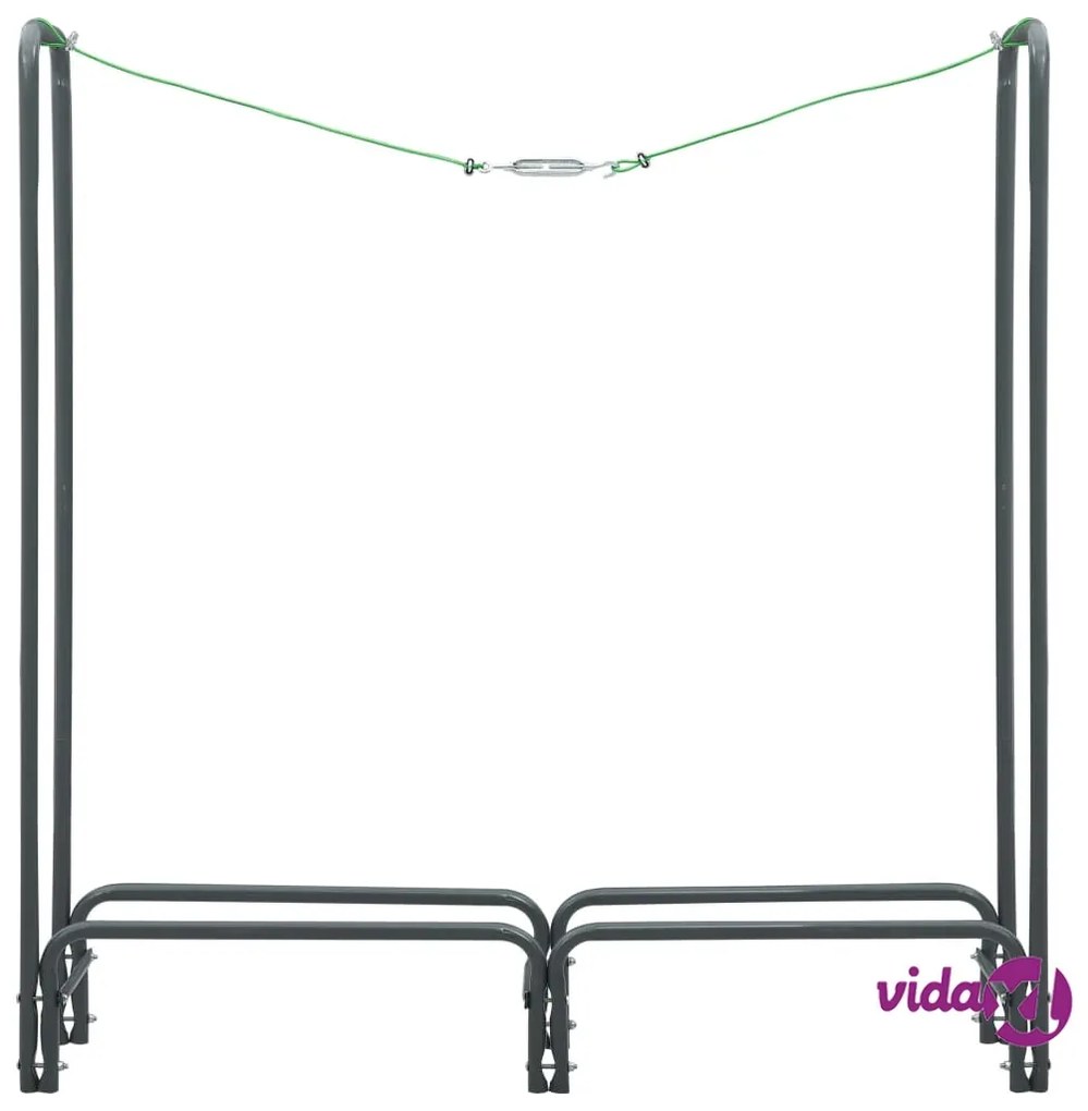 vidaXL Rastrelliera per Legna da Ardere Antracite 120x35x120cm Acciaio