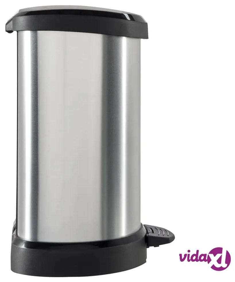 Curver Pattumiera a Pedale Deco Forma a D 15 L Argento