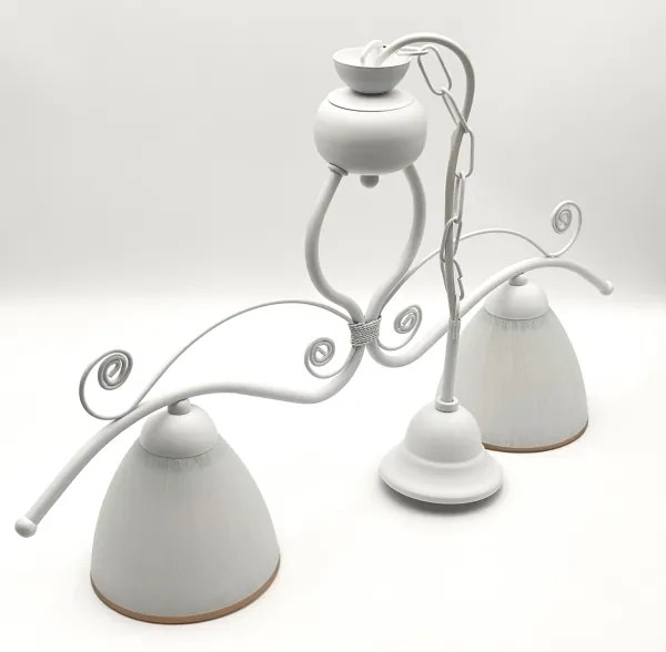 Lampadario a sospensione con catena RETRO 2xE27/60W/230V bianco opaco