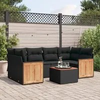 Set Divani da Giardino con Cuscini 7pz Nero Polyrattan 3227476