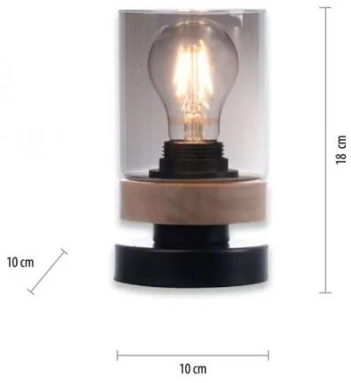 JUST LIGHT. 11310-18 - Lampada da tavolo PASQUAL 1xE27/40W/230V nero/albero di caucciù