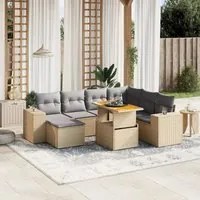 Set Divano da Giardino 8 pz con Cuscini Beige in Polyrattan 3272753