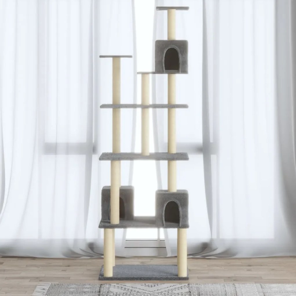 Albero per gatti con tiragraffi in sisal grigio chiaro 188 cm