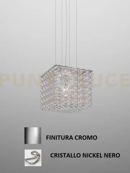Giogali sospensione cub cristallo nickel nero e cromo lucido 3 luci...