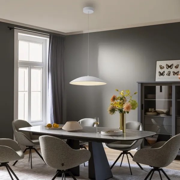 Schöner Wohnen 14607-16 - LED dimmerabile lampadario a sospensione con cavo LENTE LED/23W/230V Ø50 cm bianco