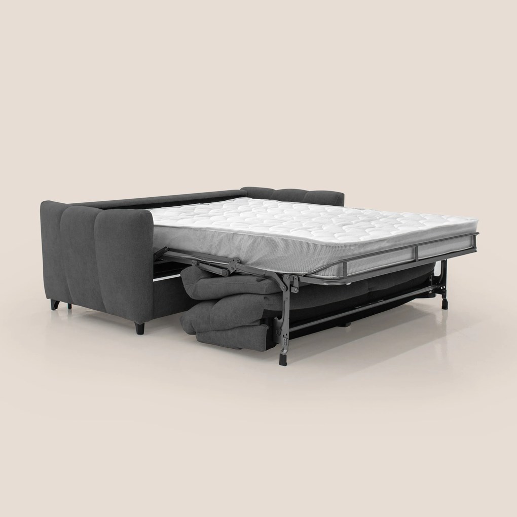 Peonia divano letto scandinavo con materasso H18 cm e morbido e alto schienale in tessuto Bouclé impermeabile T07 antracite