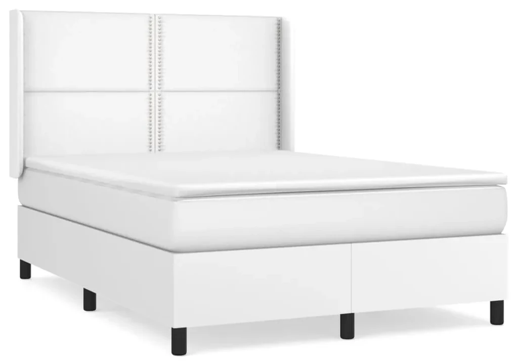 Giroletto a molle con materasso bianco 140x200 cm in similpelle