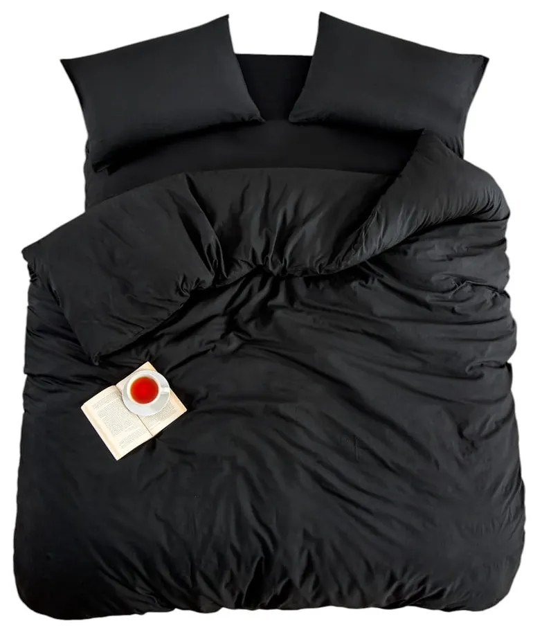 Set copripiumino e federa nero per letto singolo o esteso con lenzuolo incluso/3 pezzi 160x220 cm Classic – Mila Home