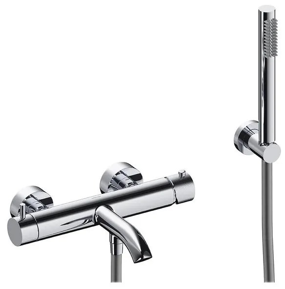 Rubinetto per vasca getto laminare cristallino Loop k per muro cromo spazzolato