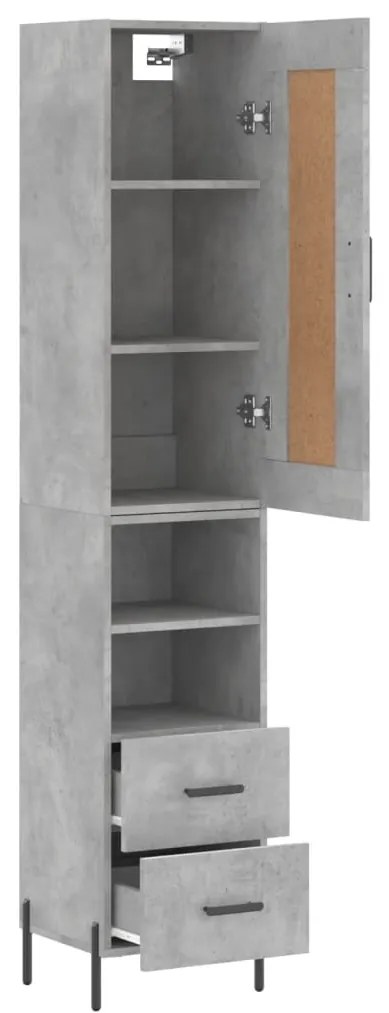 Credenza grigio cemento 34,5x34x180 cm in legno multistrato