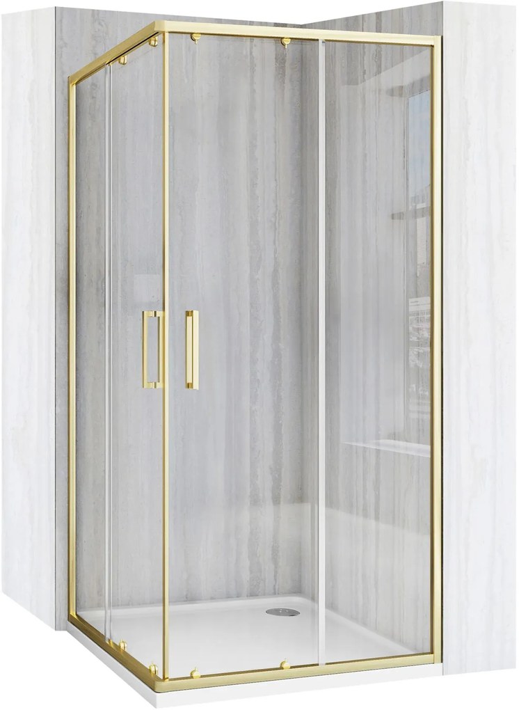 Rea City box doccia 90x90 cm oro spazzolata/vetro trasparente REA-K6443