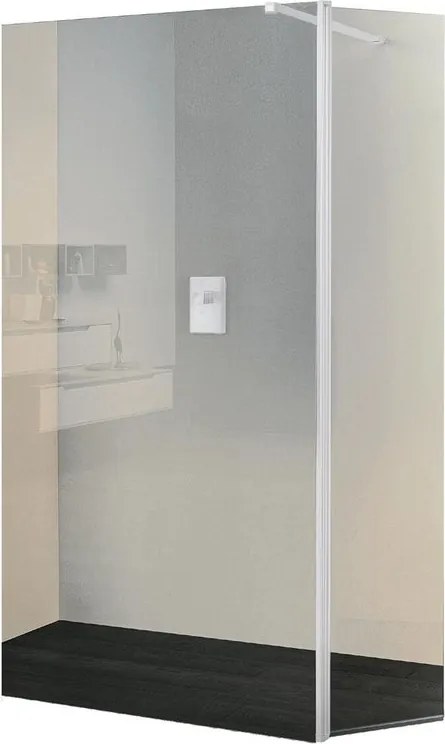 Deflettore walk-in Wens L 50 X H 200 cm, vetro trasparente 6 mm, profilo bianco opaco