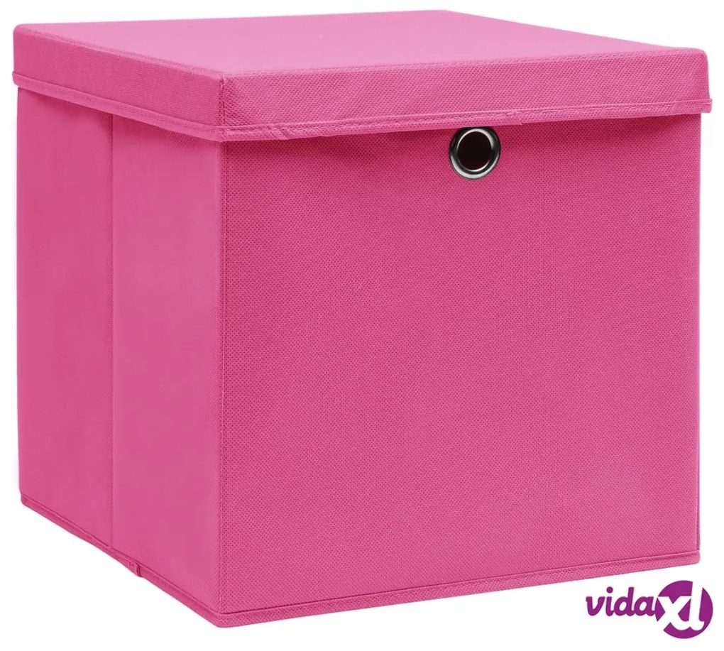 vidaXL Contenitori con Coperchi 4 pz 28x28x28 cm Rosa
