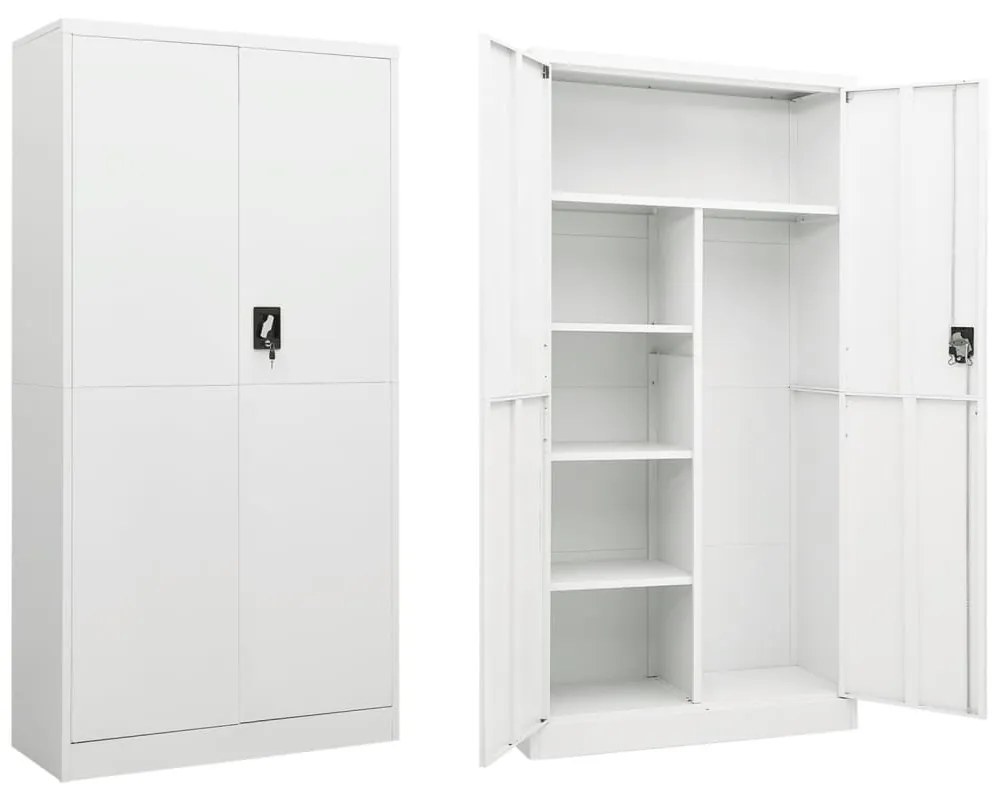 Armadio Con Ripiani Bianco 90x40x180 Cm İn Acciaio /
