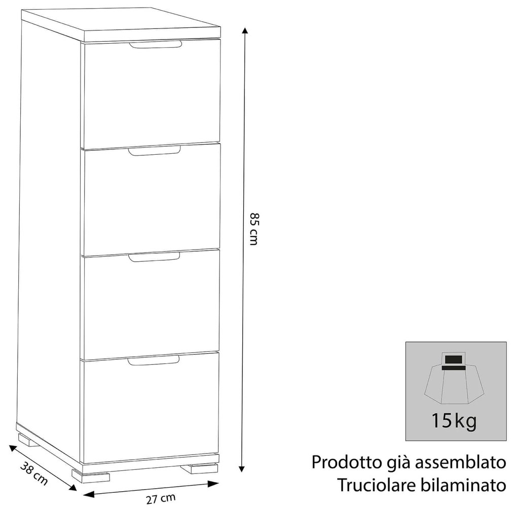 NANO - cassettiera 4 cassetti