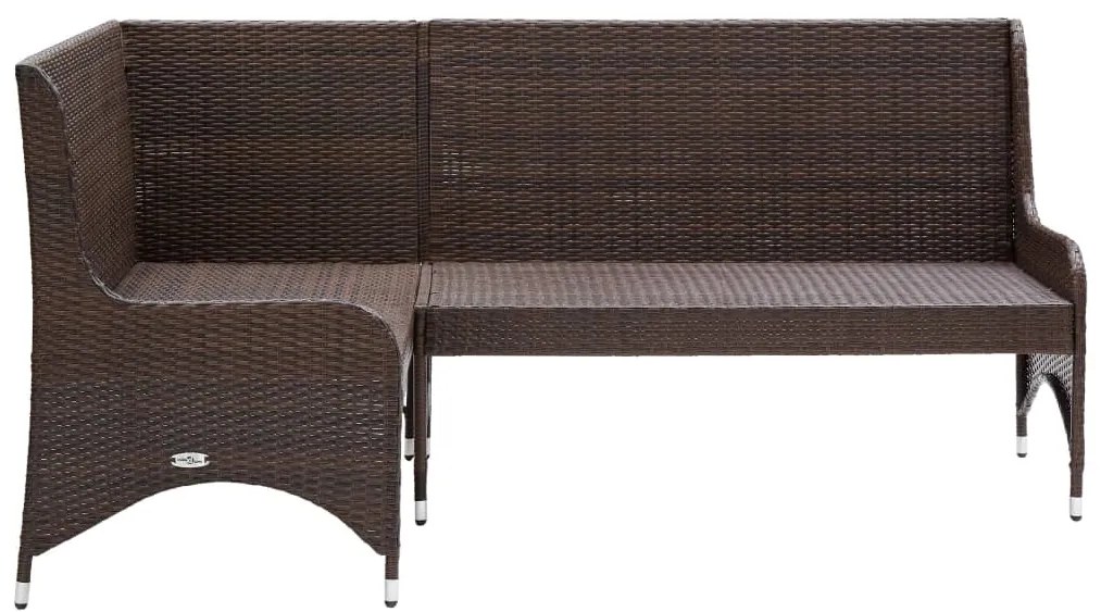 Divani angolari da giardino 2 pz in polyrattan marrone