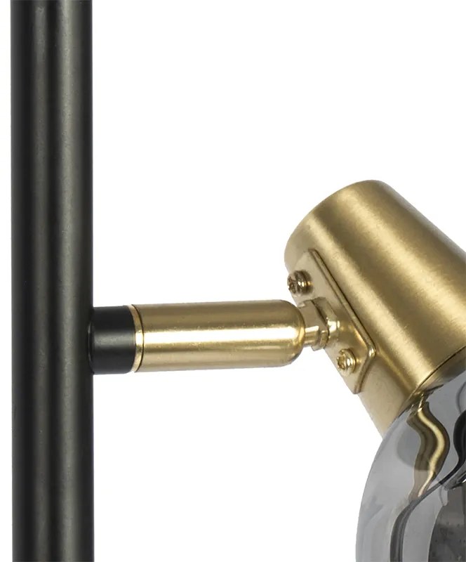 Lampada da terra Art Déco nera e oro con vetro fumé 3 luci - VIDRO