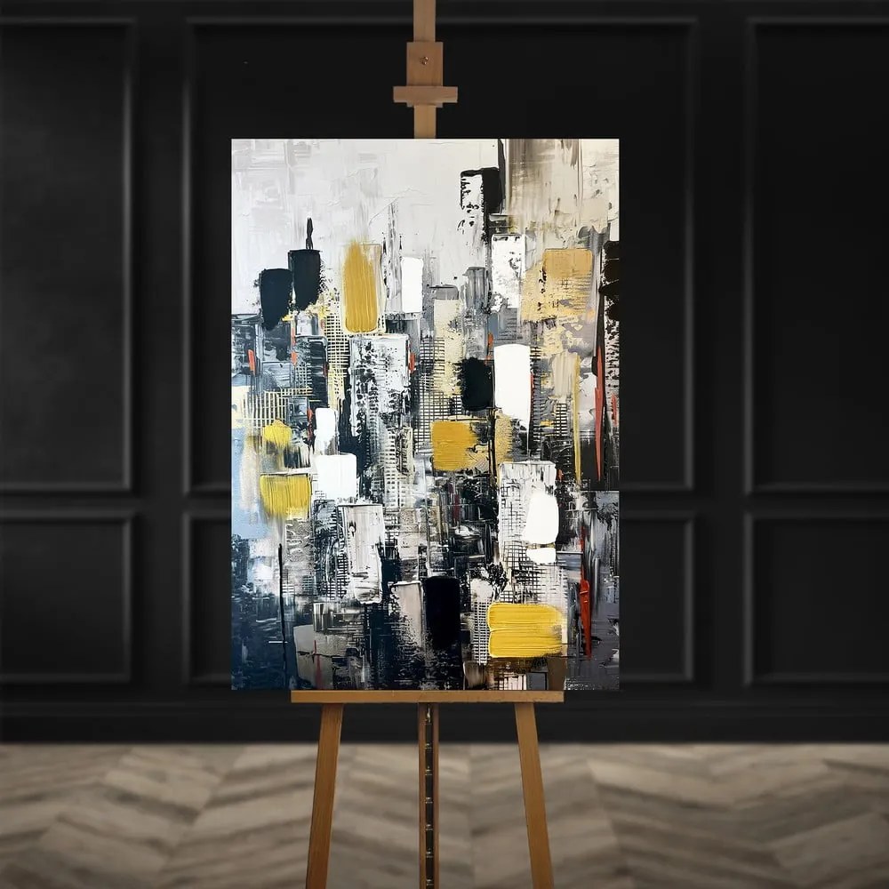 Quadro con elementi dipinti a mano 70x100 cm Cityscape – Styler