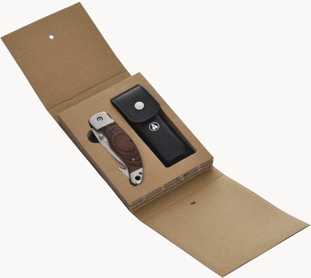 Coltello da caccia pieghevole con custodia in pelle Jeannot
