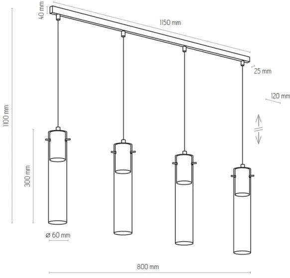 Lampadario su filo LOOK GRAPHITE 4xGU10/10W/230V