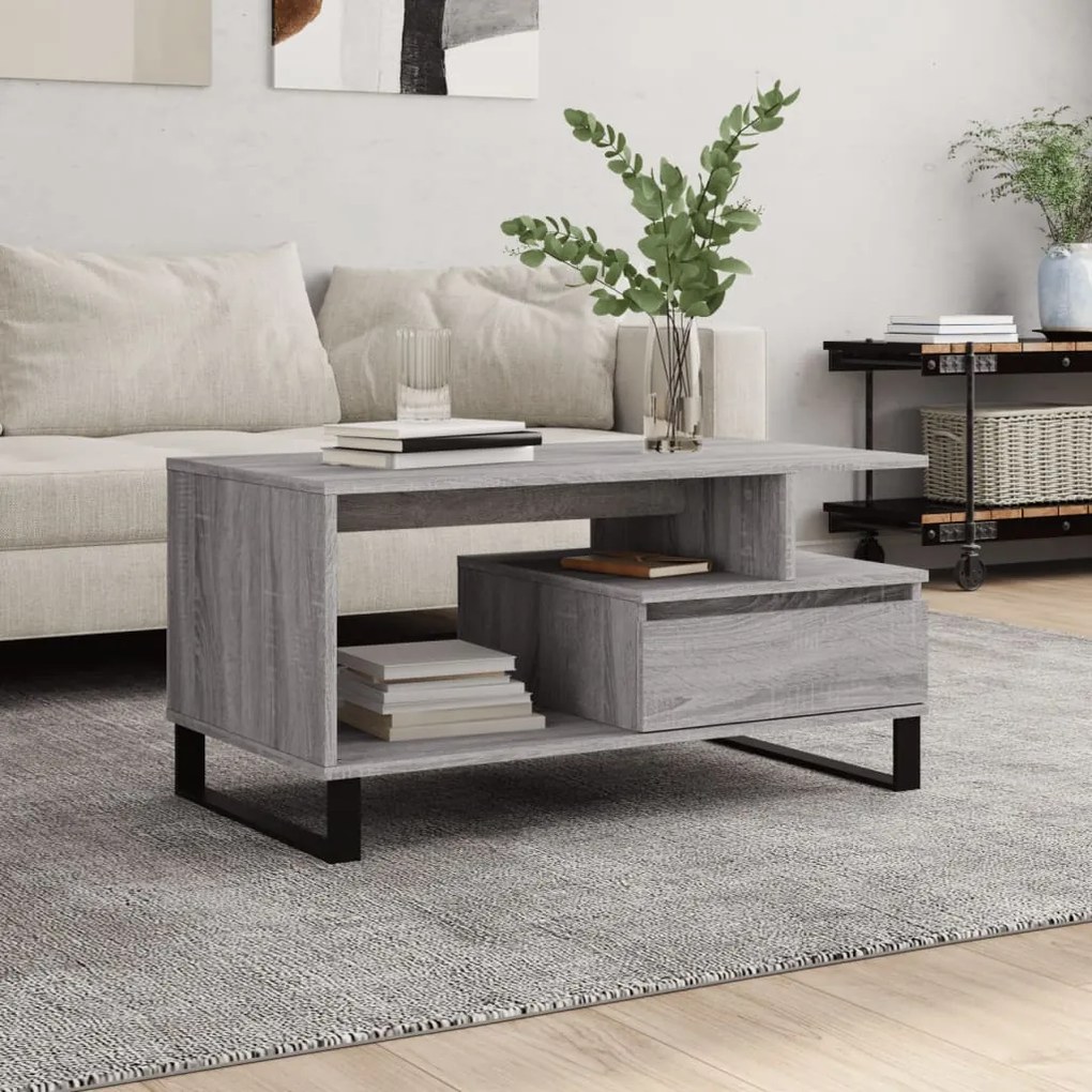 Tavolino Da Salotto Grigio Sonoma 90x49x45 Cm Legno Multistrato /