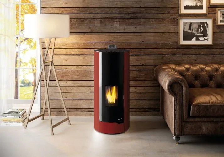 Palazzetti Nina 8 Stufa A Pellet Ecofire ad Aria con porta in vetro stondata acciaio Bordeaux