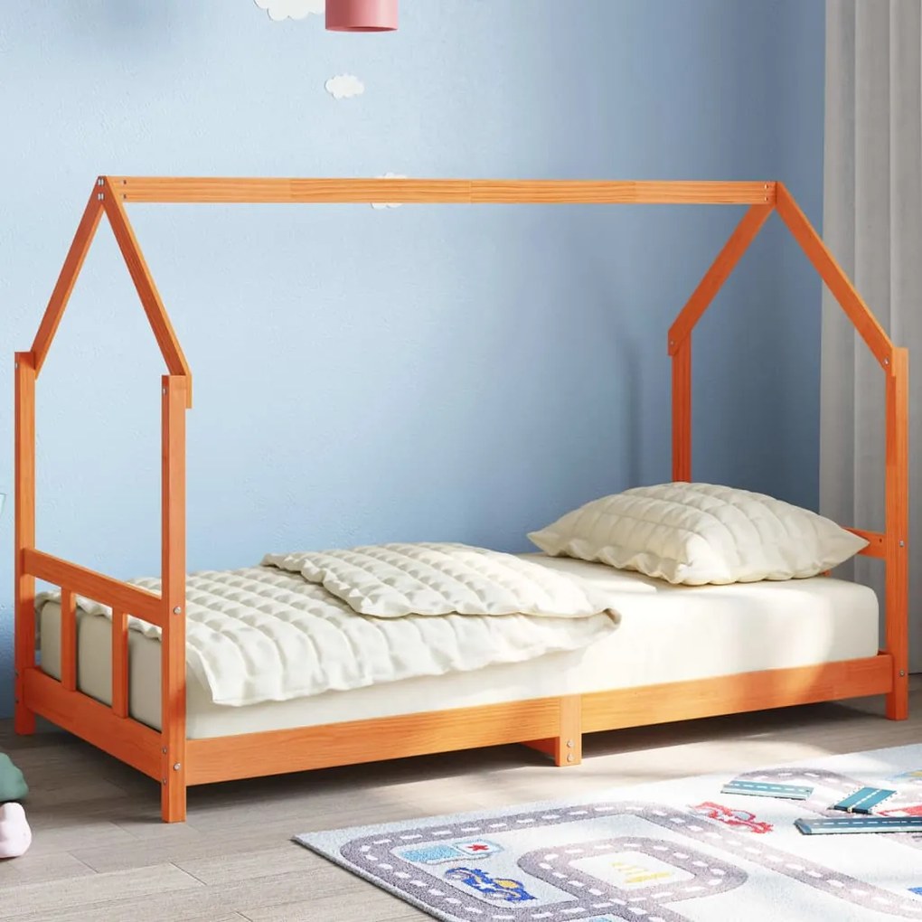 Giroletto per bambini marrone cera 90x190cm legno massello pino