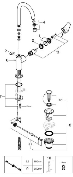 GROHE 24201001 - Miscelatore lavabo DN 15, misura L, cromo lucido