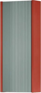Pensile bagno Niwa cannettato laccato opaco paprika con vetro verde timo, 1 anta P17 x L30 x H78.5 cm