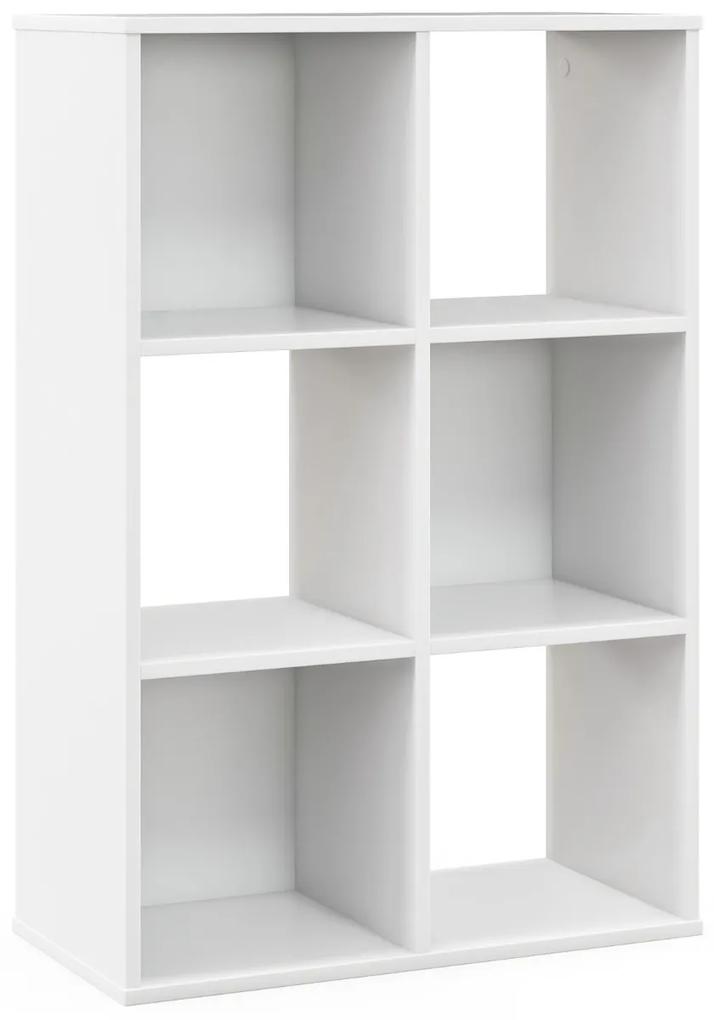 Costway Libreria a 6 cubi con 2 kit anti-ribaltamento, Scaffale a 4 ripiani da terra per soggiorno studio 61x30x90cm Bianco