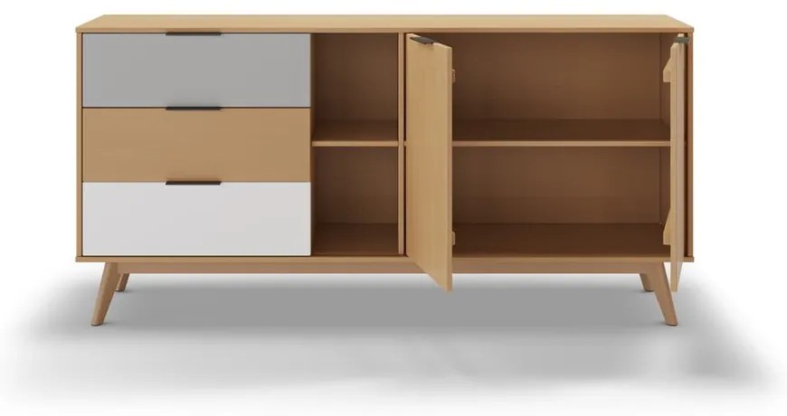 Cassettiera bassa in legno di pino in colore naturale 165x81 cm Elfa - Marckeric