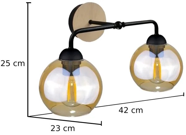 Applique MELLE WOOD 2xE27/60W/230V