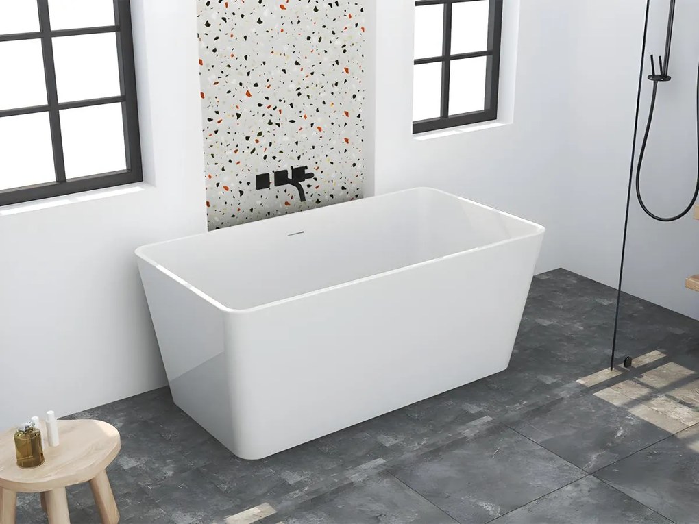 SALDI -  Vasca da bagno freestanding rettangolare 208 L 150 x 70 x 55 cm Bianco Acrilico - SPICARA