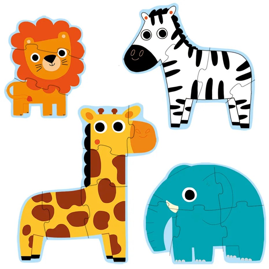 Set di 4 puzzle - Giraffa e amici